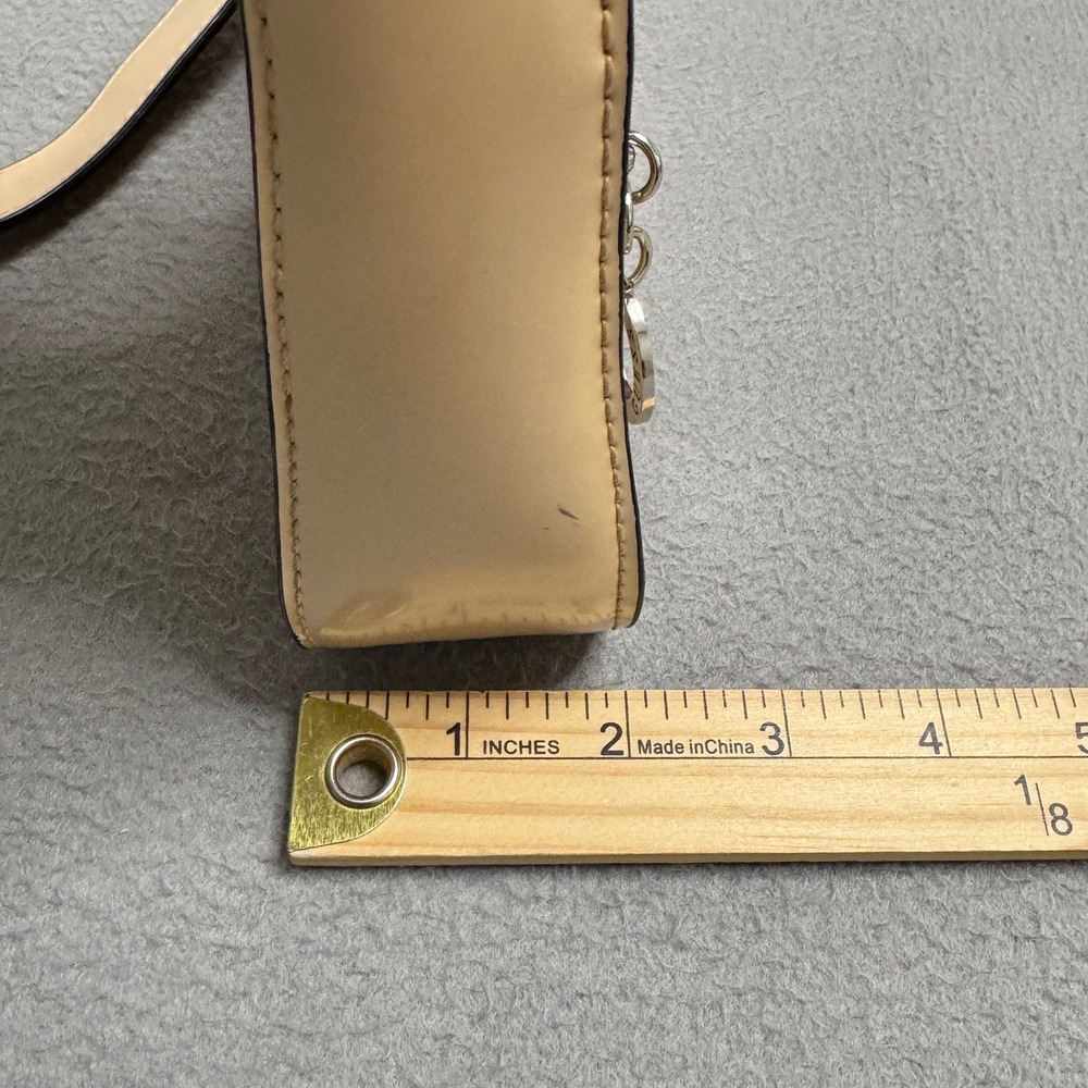 Guess Shoulder Bag Womens Tan Patent Faux Leather Y2K Baguette Small Pocket Mini - Picture 11 of 12